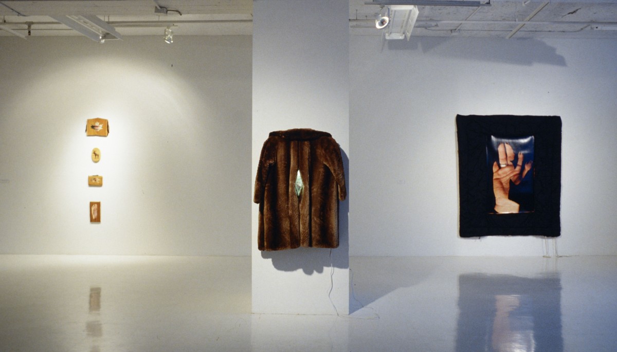 “Saint Jean Port Joli Sculptures” from <i></i>, 1994 – 
										 – Angle mort installation view with All Natural, Beaver Nipple and untitled work from the Body Contact series - 1996										
									