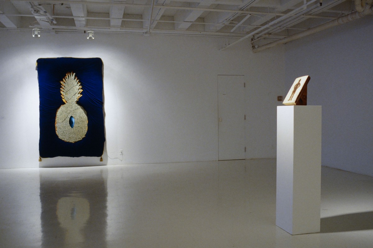 “Saint Jean Port Joli Sculptures” from <i>SJPJ Sculptures</i>, 1994 – 
										 – Angle mort installation view with Pineapple Pillow, 1996										
									