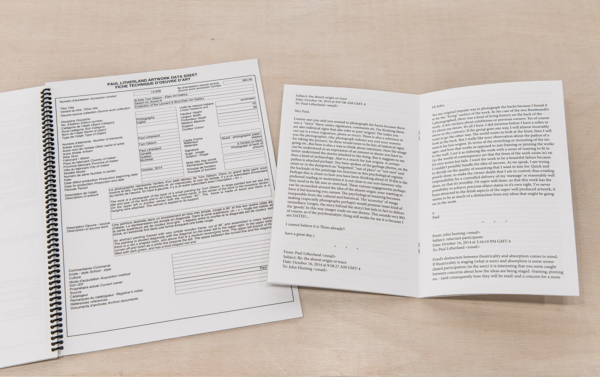 “Information sheets and conversation with John Hunting” from <i>B-side - Ellen Gallery</i>, 2015 – 
										 – inside of mini publications										
									